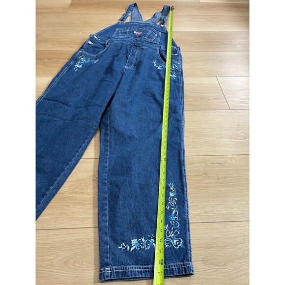 Vintage Revolt Women's Blue Denim Overalls Floral Embroidered Size 20 - Picture 2 of 7